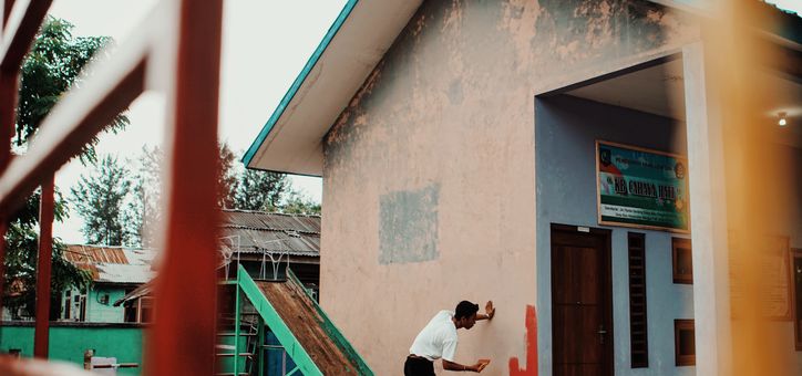 Residential house painting in progress